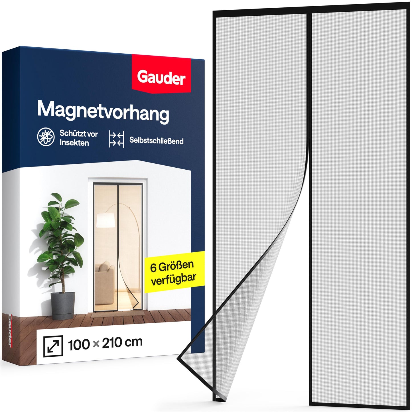 Magnetischer Fliegengitter-Vorhang für Balkontüren, 100 x 210 cm