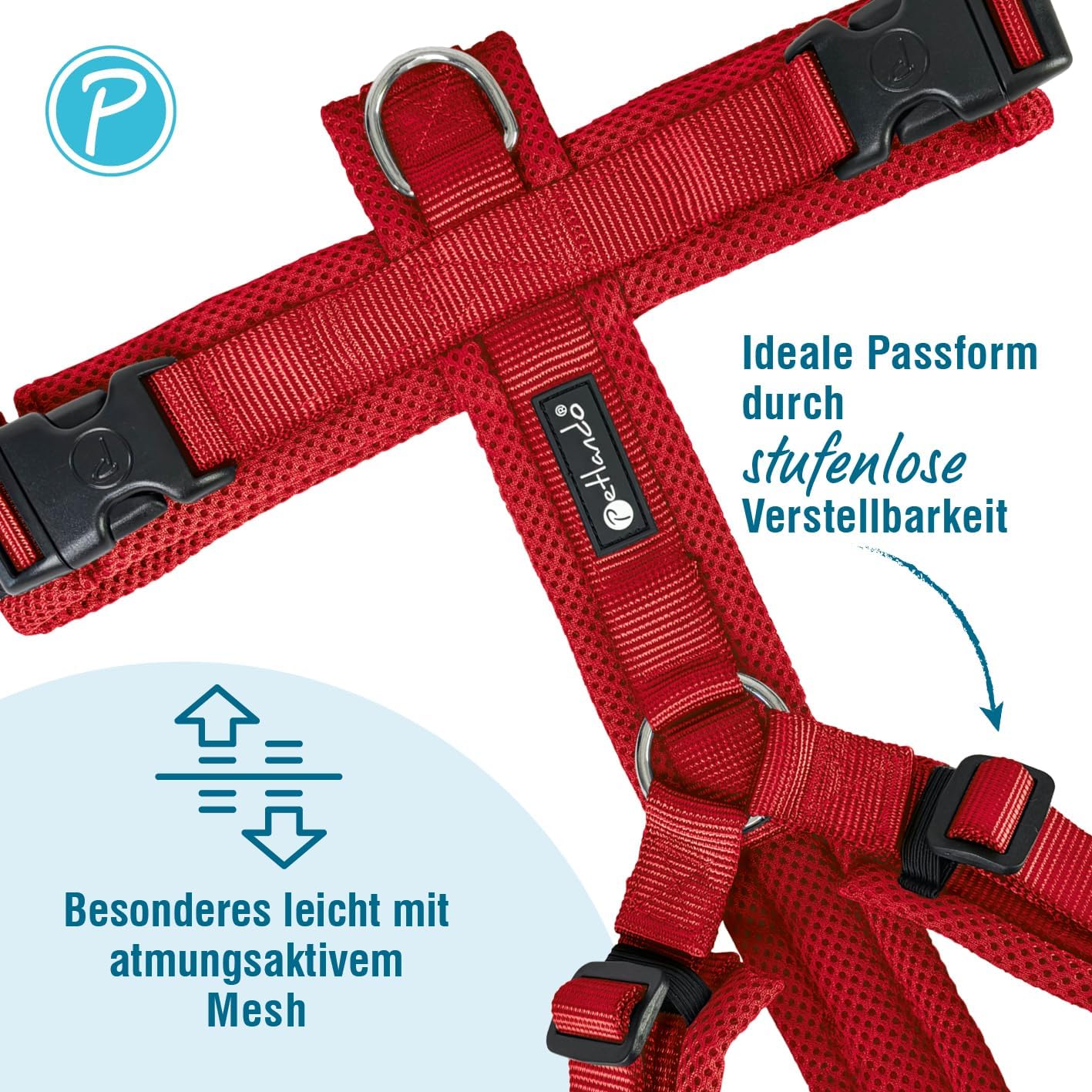 Gepolstertes Hundegeschirr Y-Comfort, Rot S