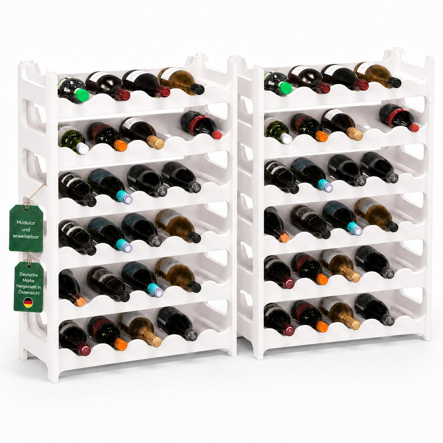 Weinregal stapelbar, Weiss 72 Flaschen