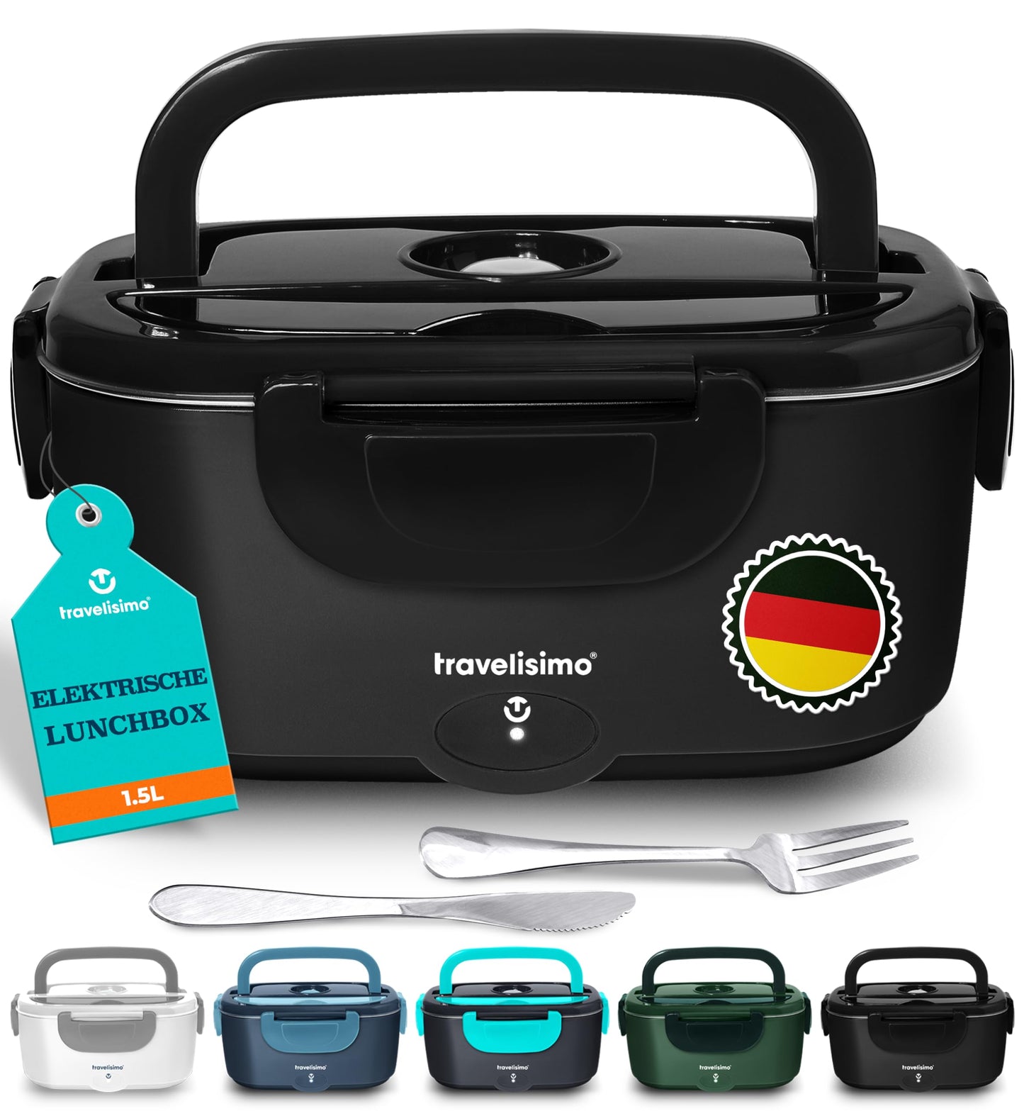 Elektrische 3-in-1 Lunchbox ‎Bari für Auto und Arbeit, Schwarz