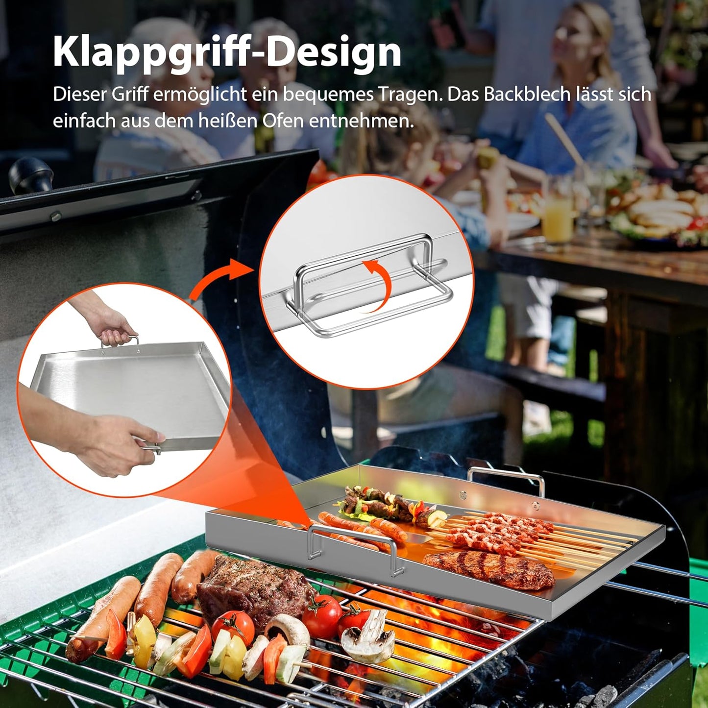 Plancha Grillplatte Edelstahl, 40 x 30 x 4 cm