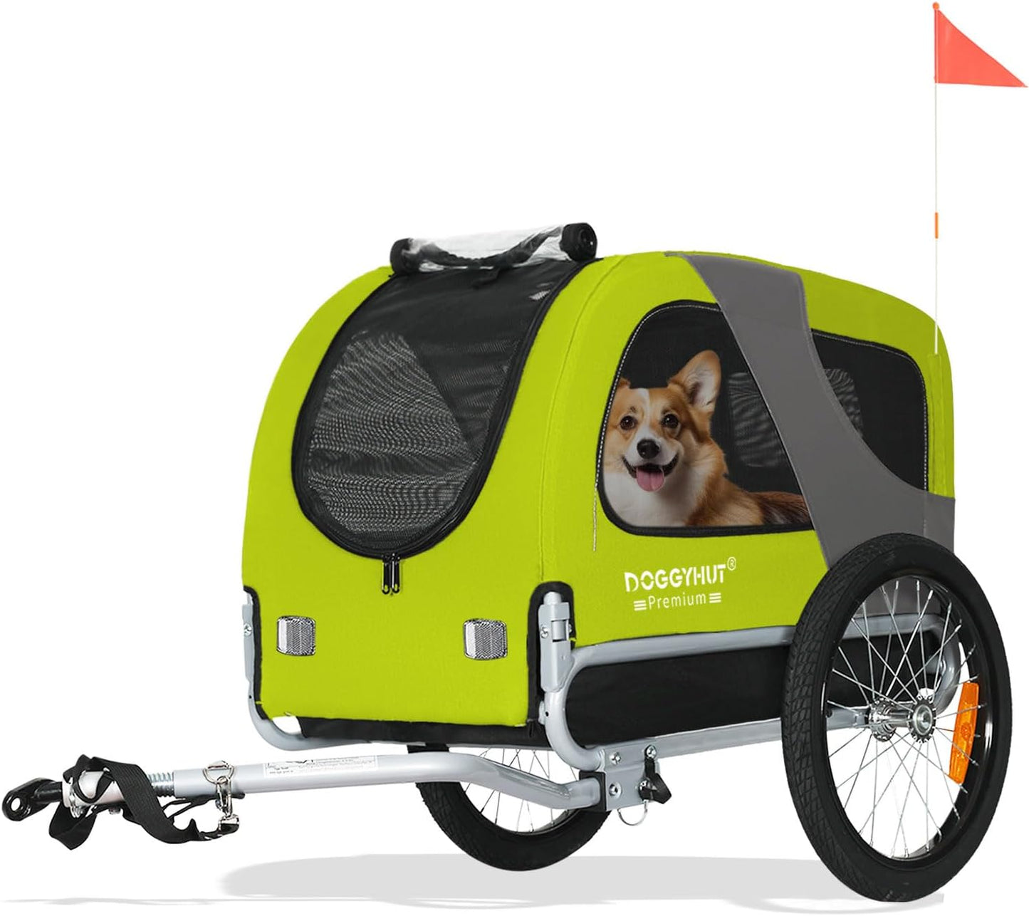 Fahrradanhänger für Hunde bis 23 kg, klappbar, GRÜN