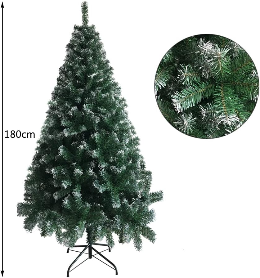 Künstlicher Weihnachtsbaum 180cm mit 1050 Spitzen, Grün&weiss 180cm 1050 Spitzen