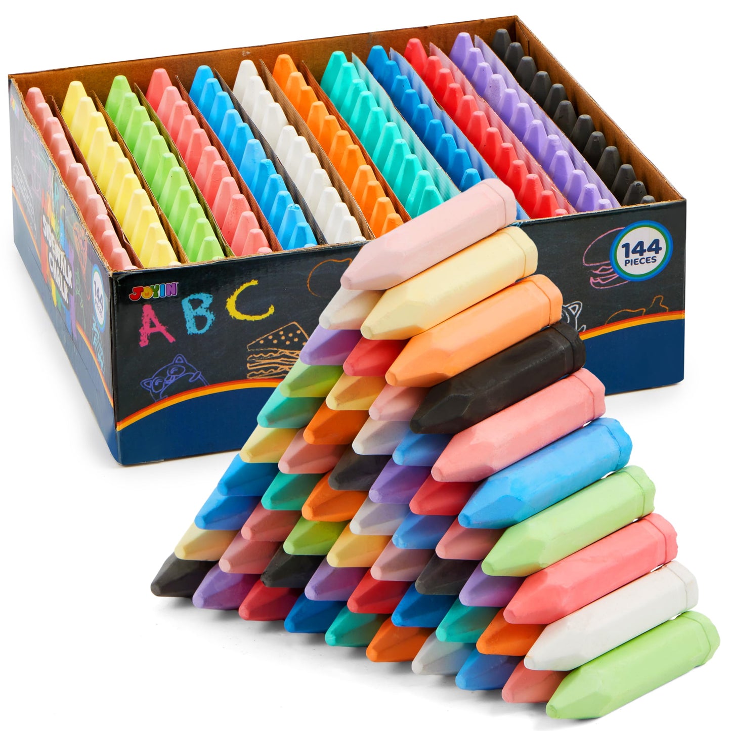 Abwaschbares Strassenkreide-Set (144 Stück, 12 Farben), 144