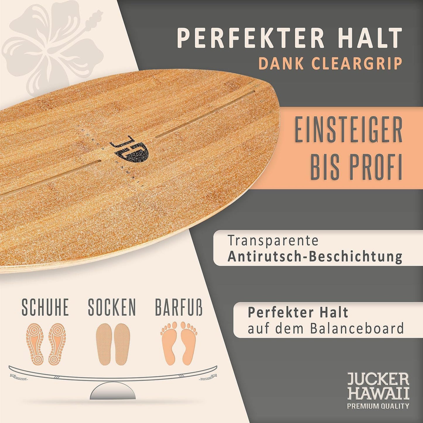 Balance Board mit Rolle und Korkhalbkugel, Bambus + Rolle + Korkhalbkugel + Matte