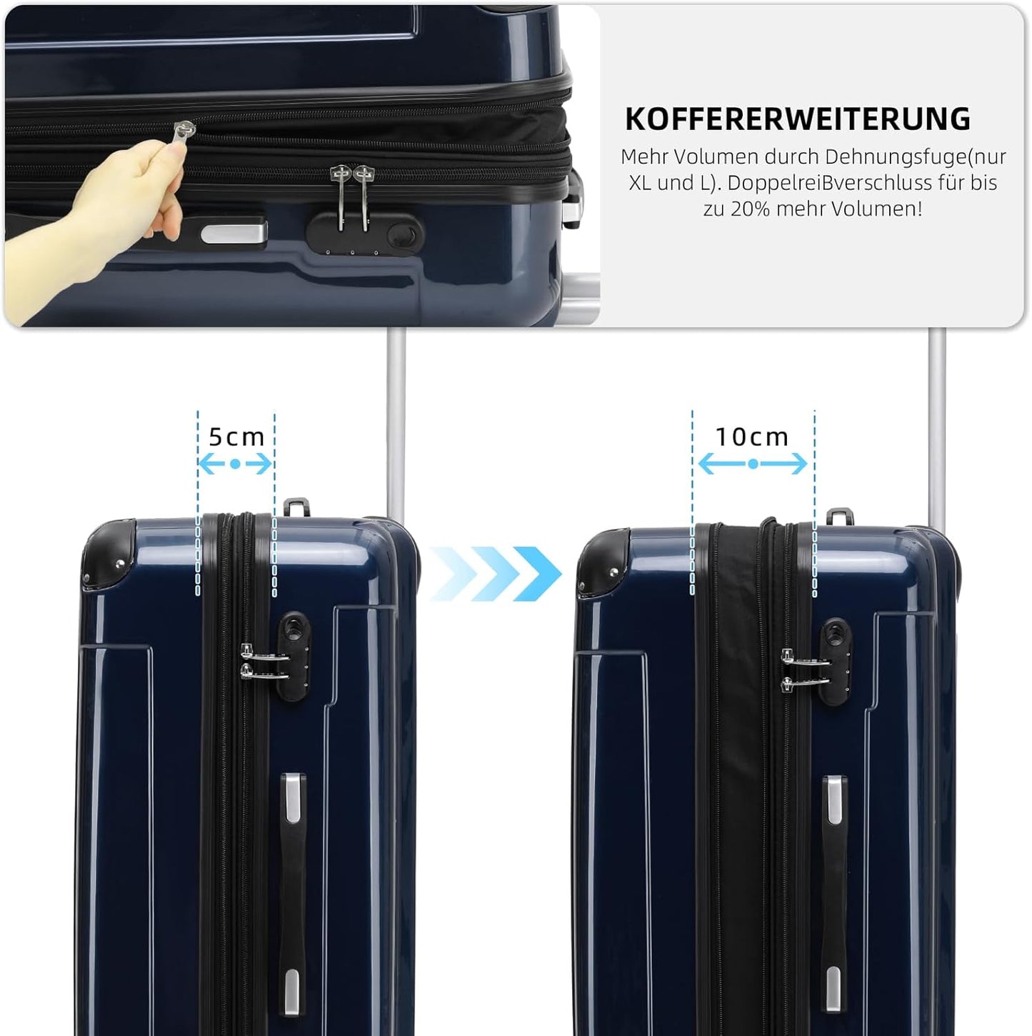 Hartschalen-Reisekoffer, Dunkelblau 76cm -110L