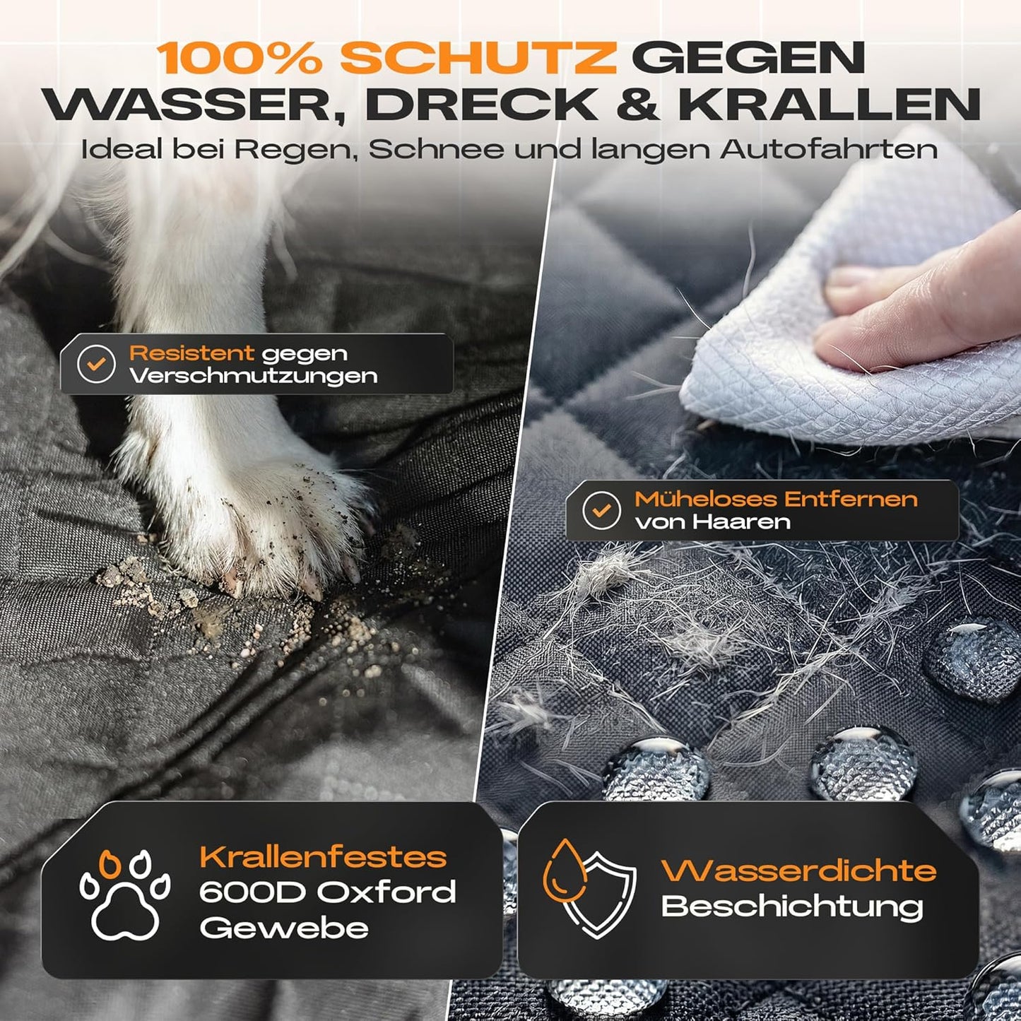 Kofferraumschutzmatte für Hunde mit Seitenschutz, Kofferraum