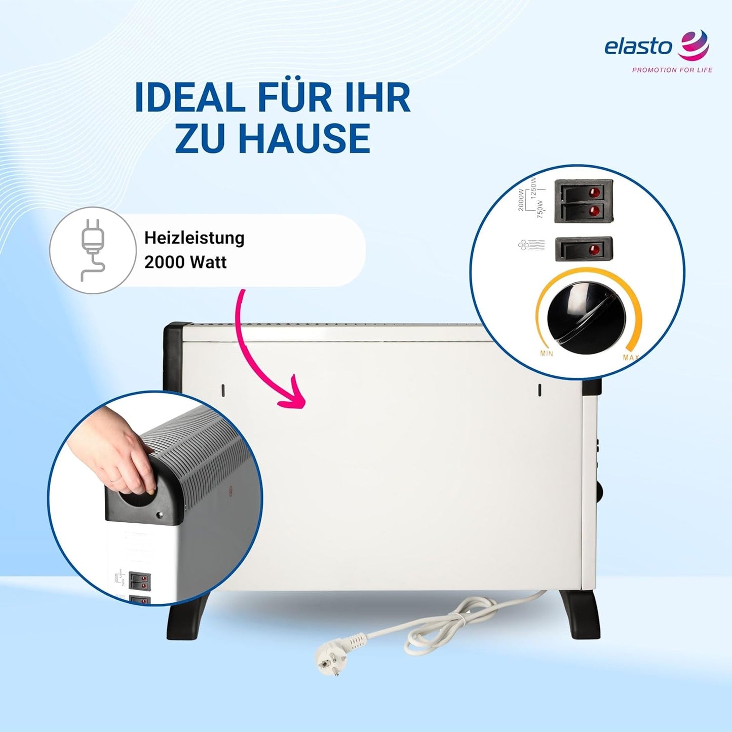 Kompakter Heizlüfter mit Turbogebläse, Gross