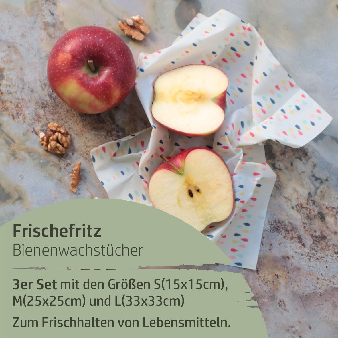 3er-Set Bienenwachstücher Frischefritz, Fresh