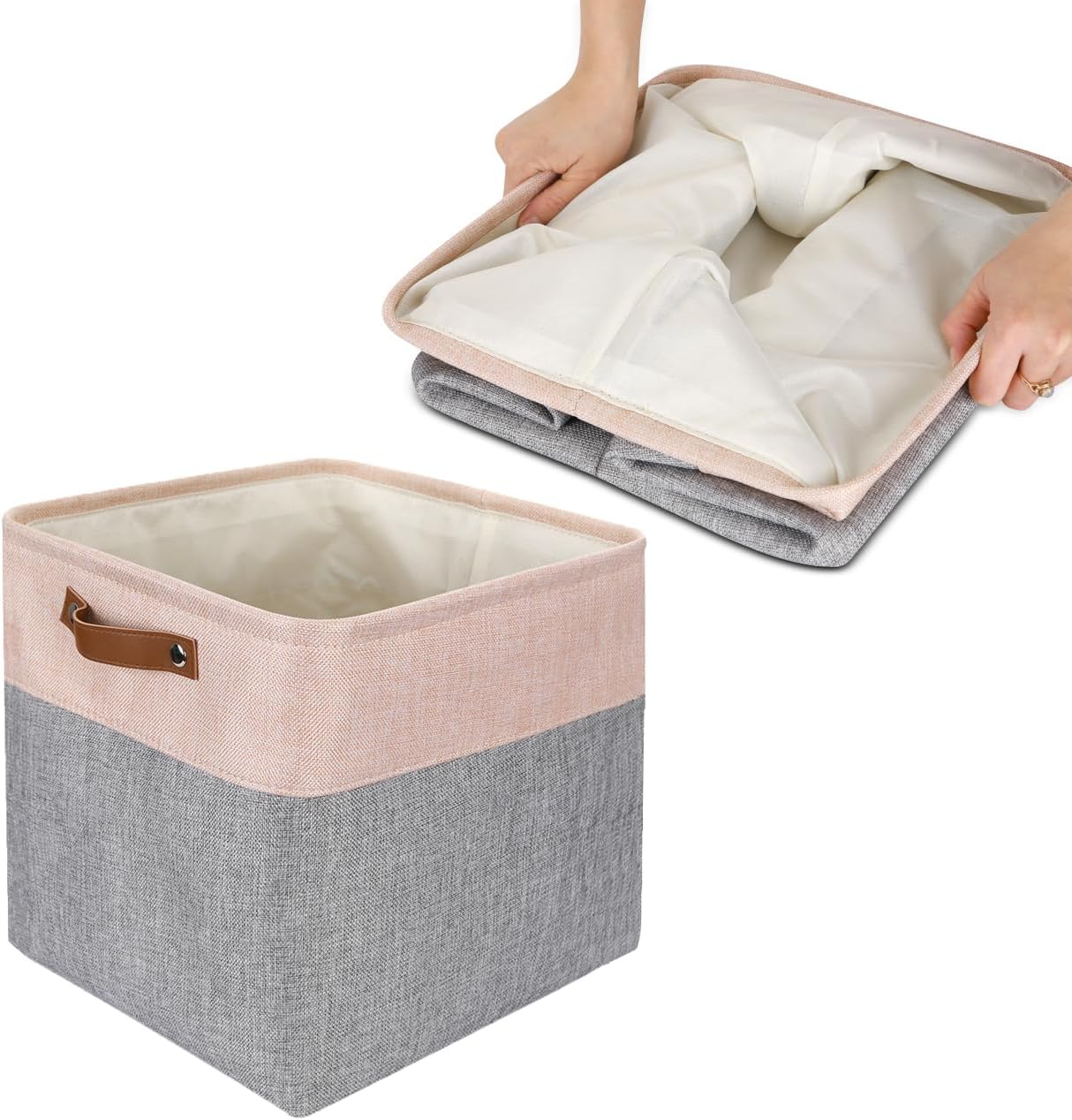 4er-Set Aufbewahrungskörbe für Kallax, 33x38x33cm-4er-Pack Grau Rosa