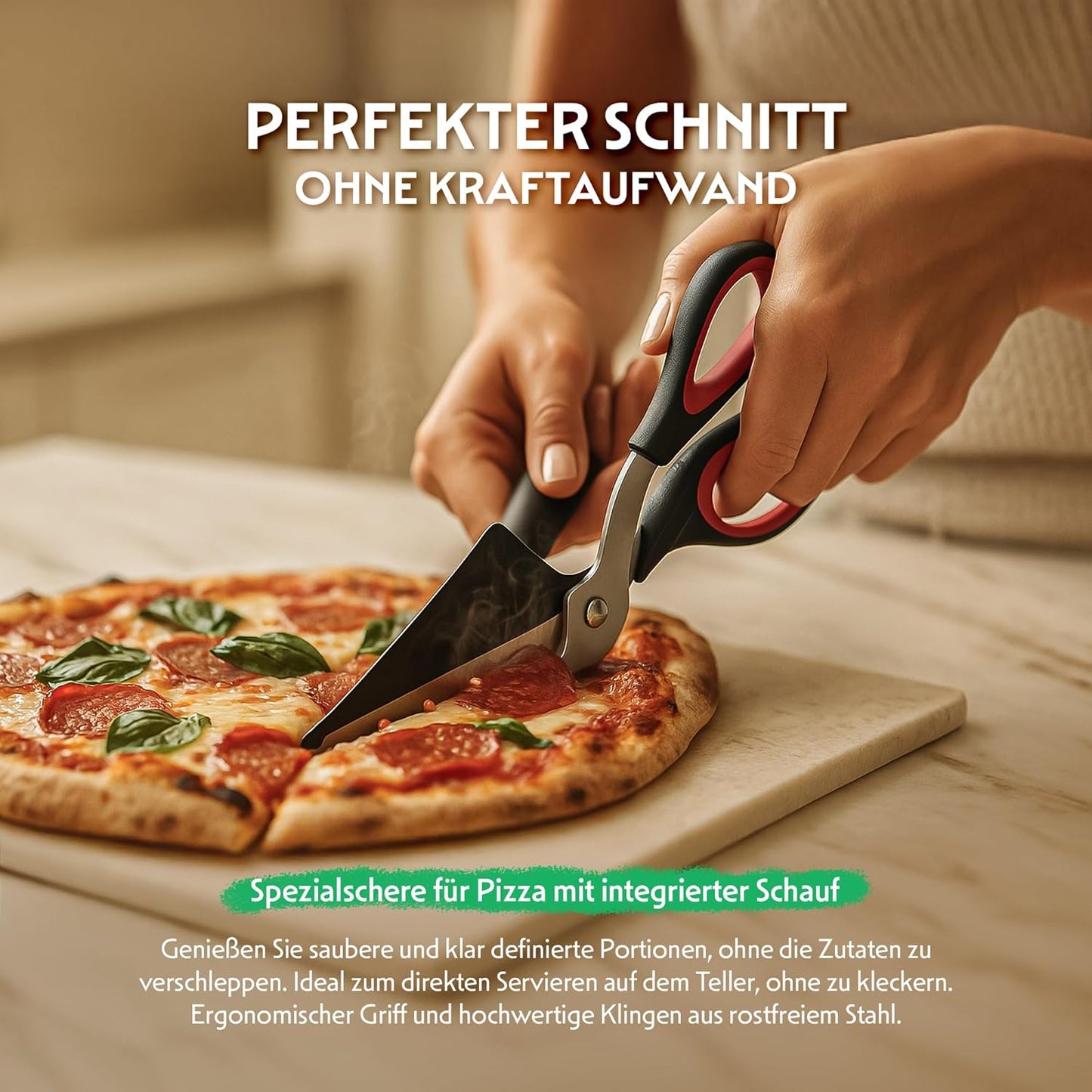 Pizzastein-Set für Ofen & Grill, Set mit Schere