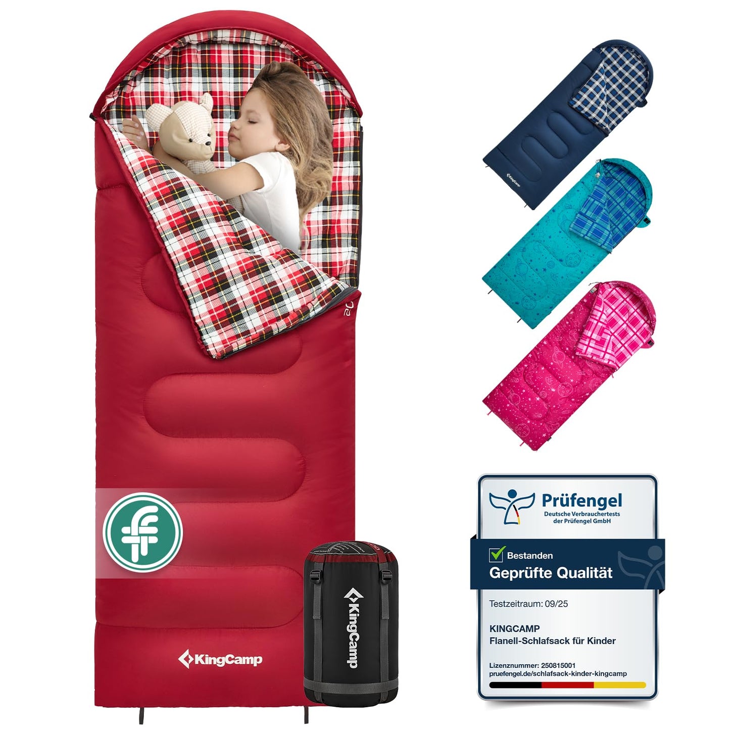 Kinderschlafsack mit Flannel, Rot L