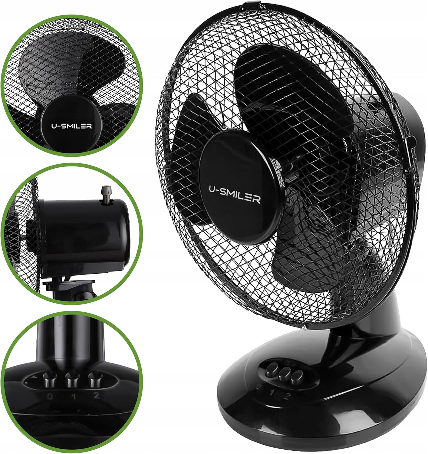 Leiser Tischventilator mit Oszillation