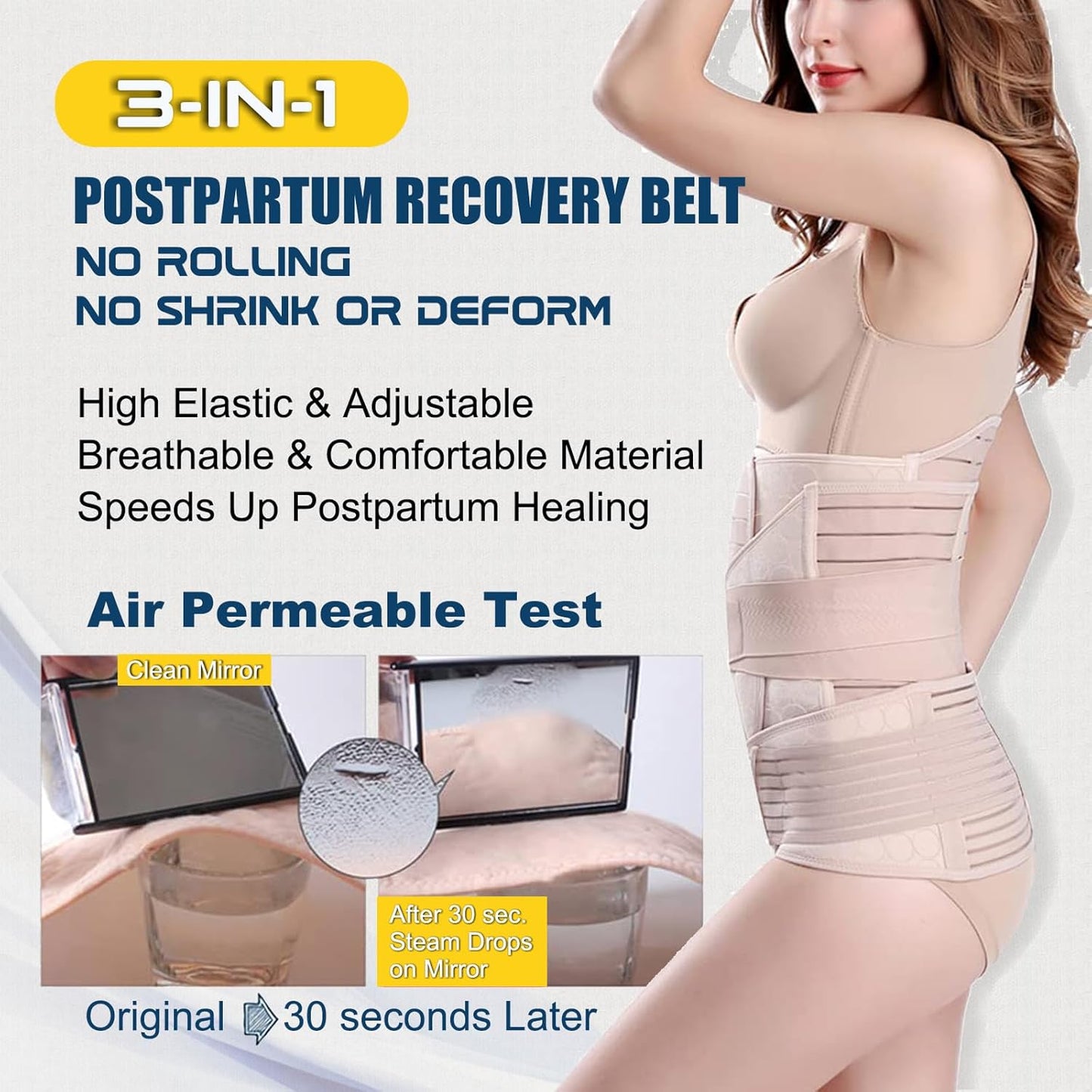 3-in-1 Postpartale Bauchstütze, Einheitsgröße (Pack of 1) Beige