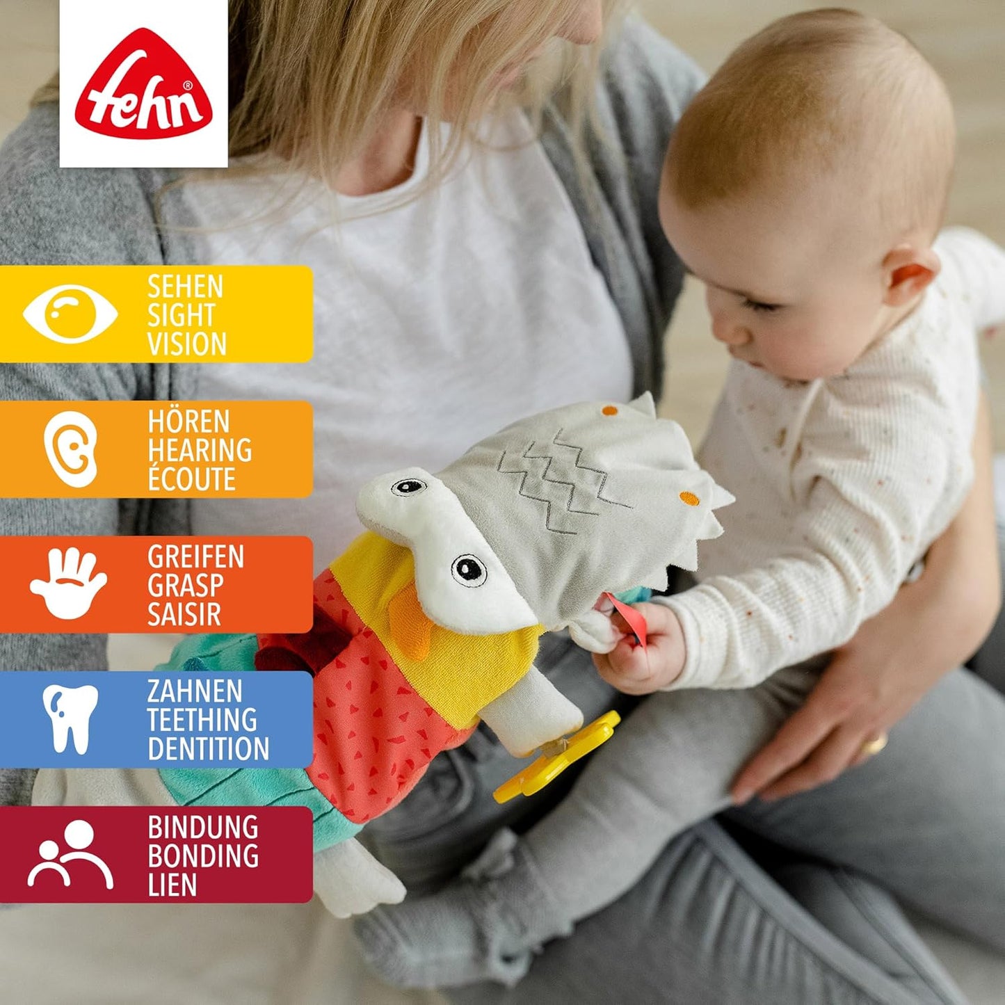 Handpuppe Krokodil mit Rassel und Beissring, Krokodil