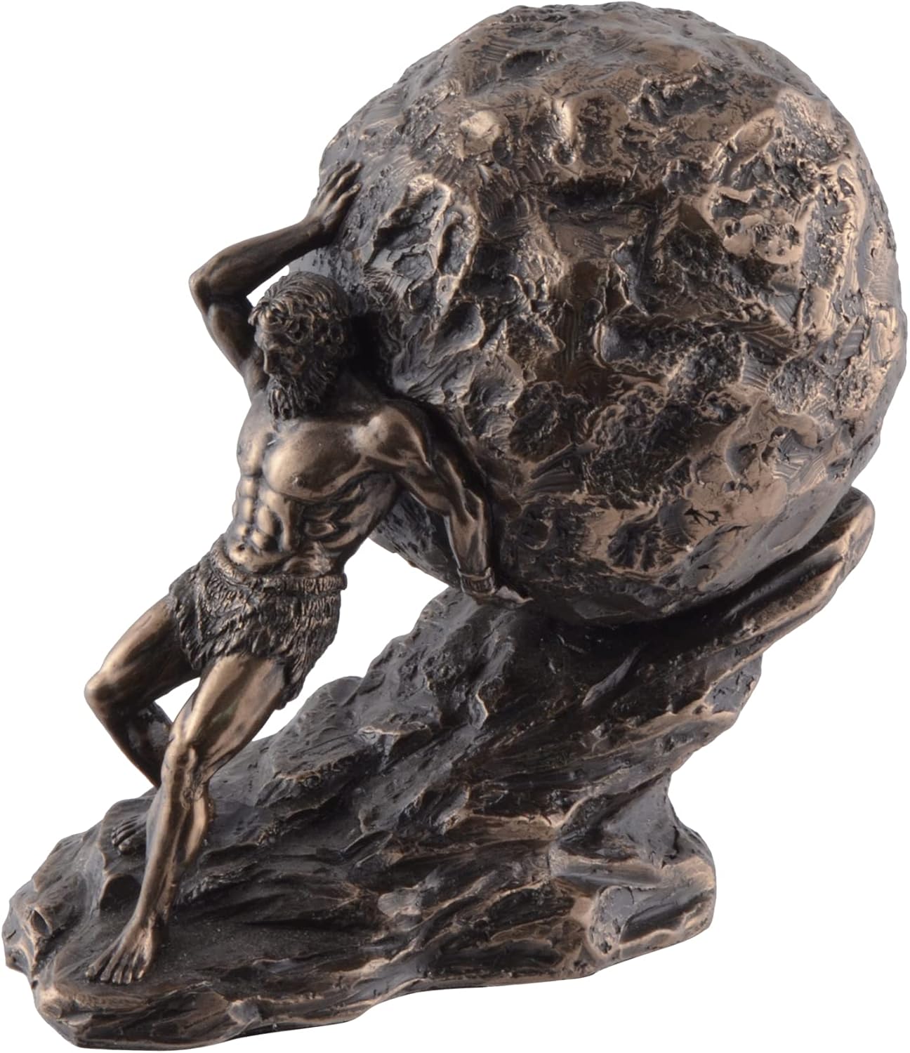 Sisyphus Skulptur bronziert - Griechische Legende mit Felsen