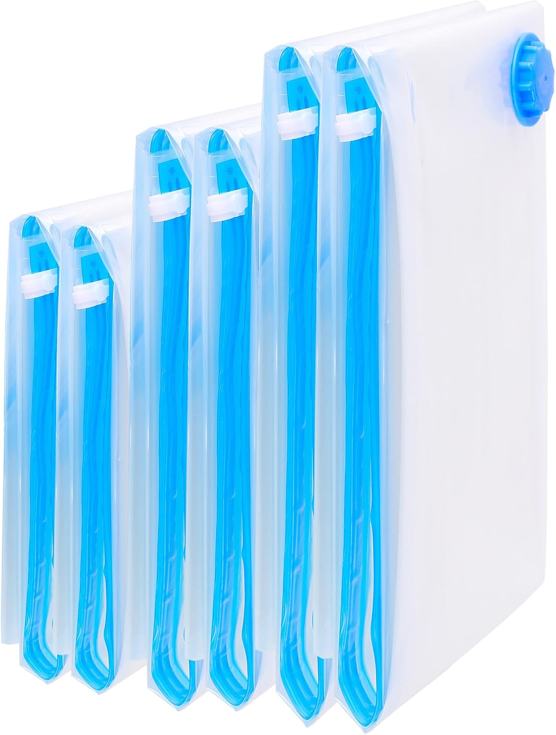 6-teiliges Vakuumbeutel-Set für Kleidung in 3 Grössen, 2 Jumbo - 2 XXL - 2 L (100µ) 6