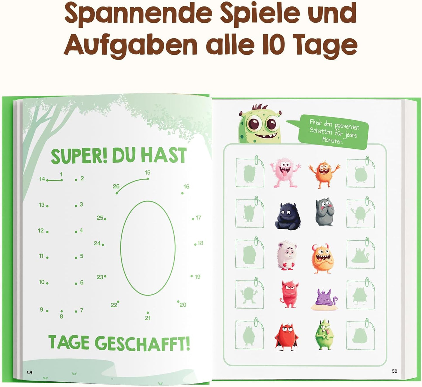Gefühlstagebuch für Kinder mit Spielen, Grün