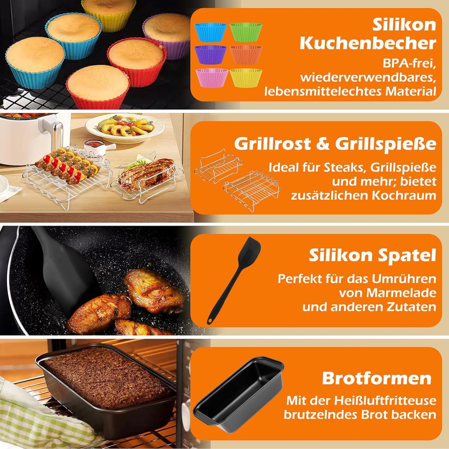 25-teiliges Heissluftfritteuse-Zubehör-Set