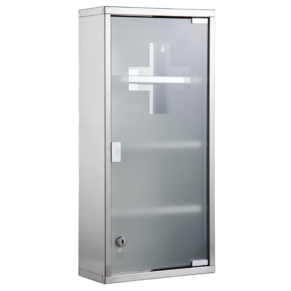 Medizinschrank, abschliessbar, 4 Fächer, Silber - 4 Fächer
