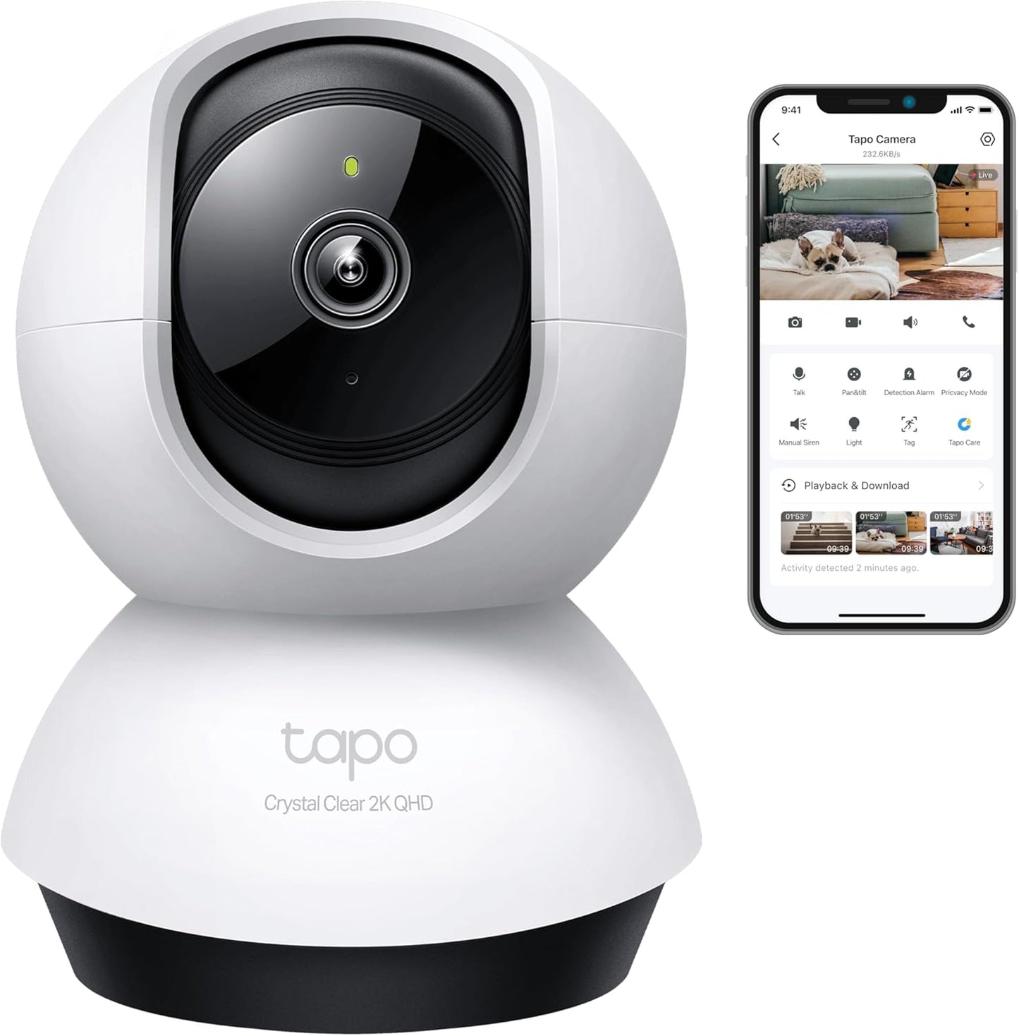360°-WLAN-Überwachungskamera, 4MP