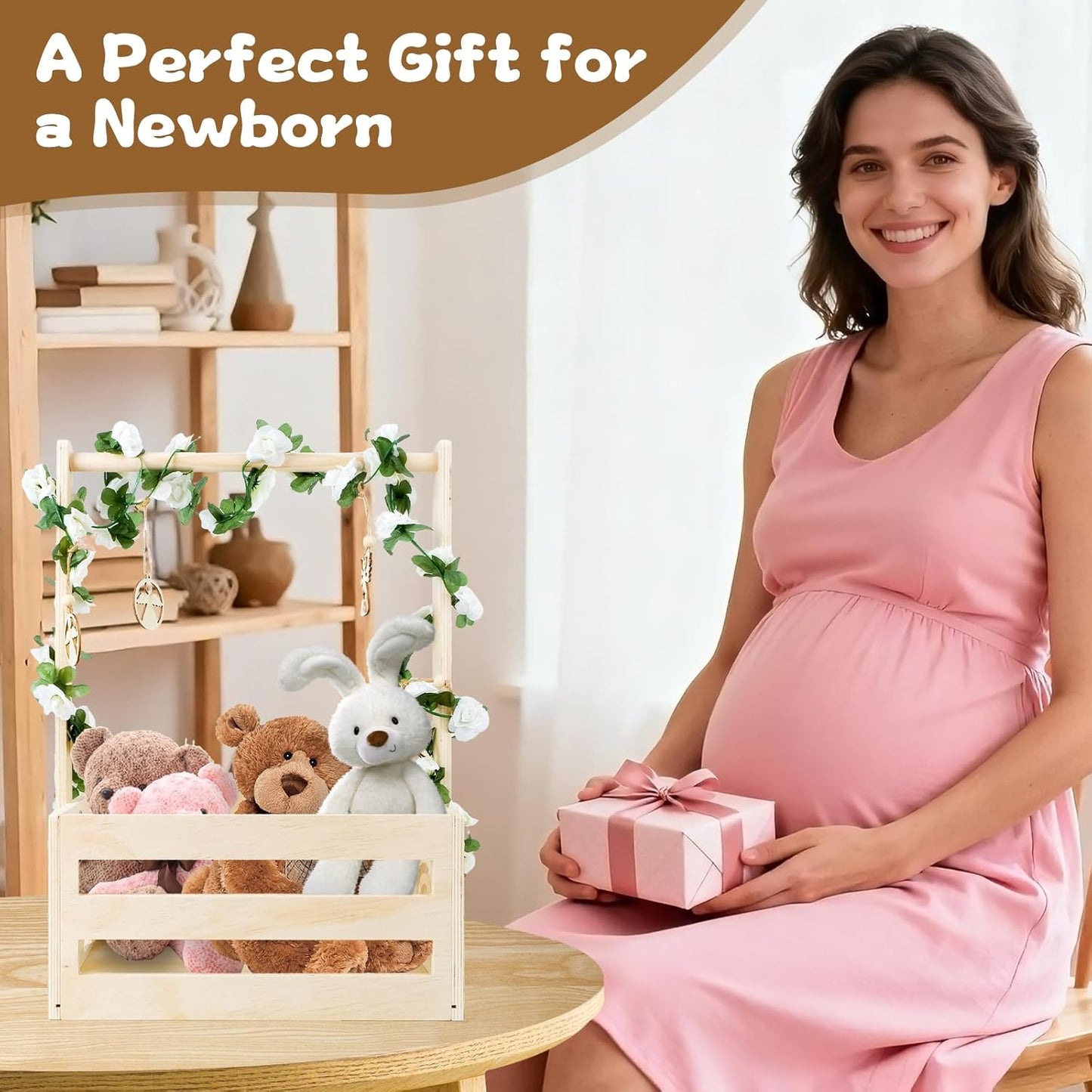 Baby Geschenk-Holzkorb