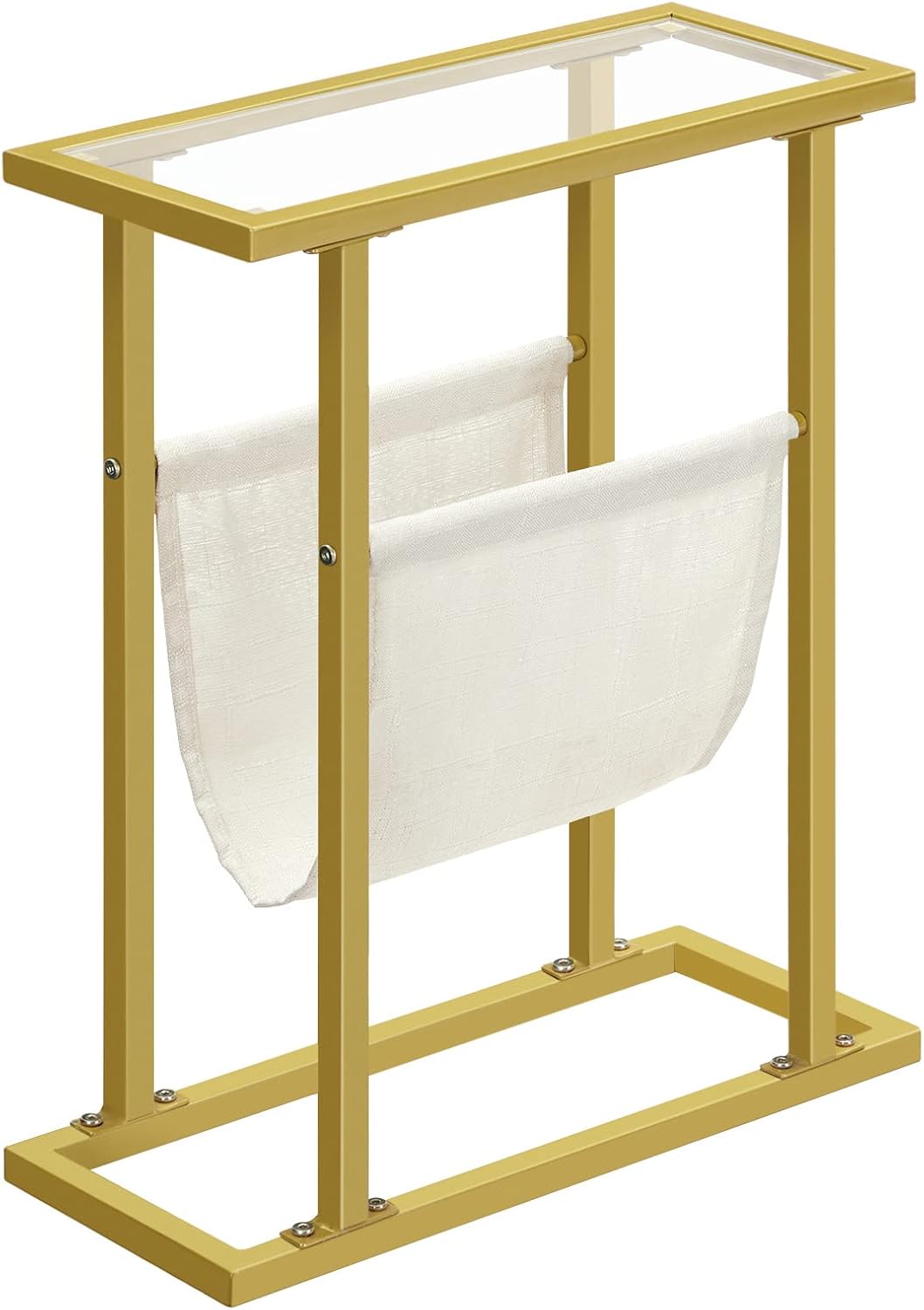 Schmaler Beistelltisch mit Zeitschriftenhalter, Gold