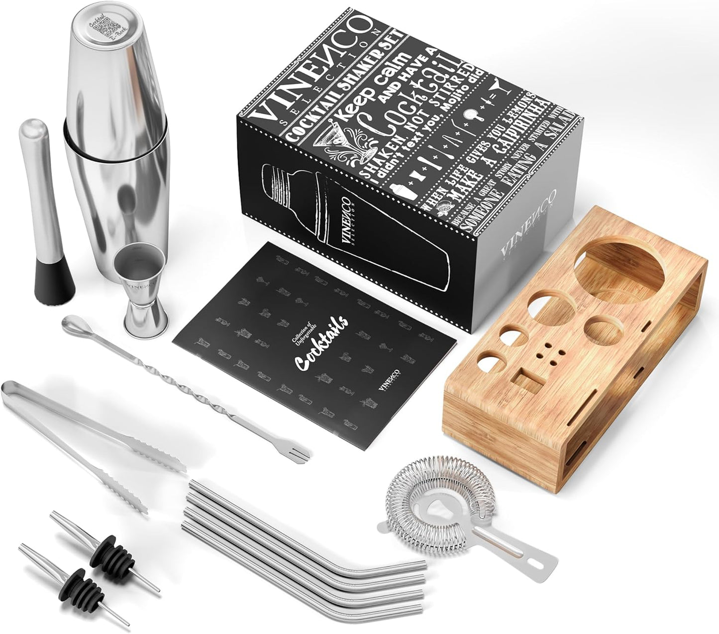 13-teiliges Boston Cocktail Shaker Set, Boston Shaker + Ständer