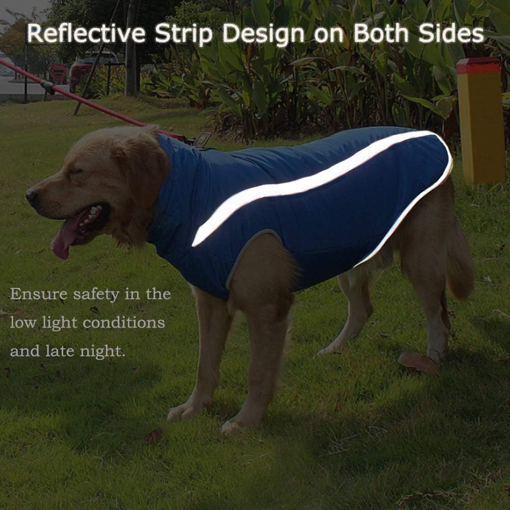 Wasserdichter Winter-Hundemantel mit Fleecefutter, Blau 3XL