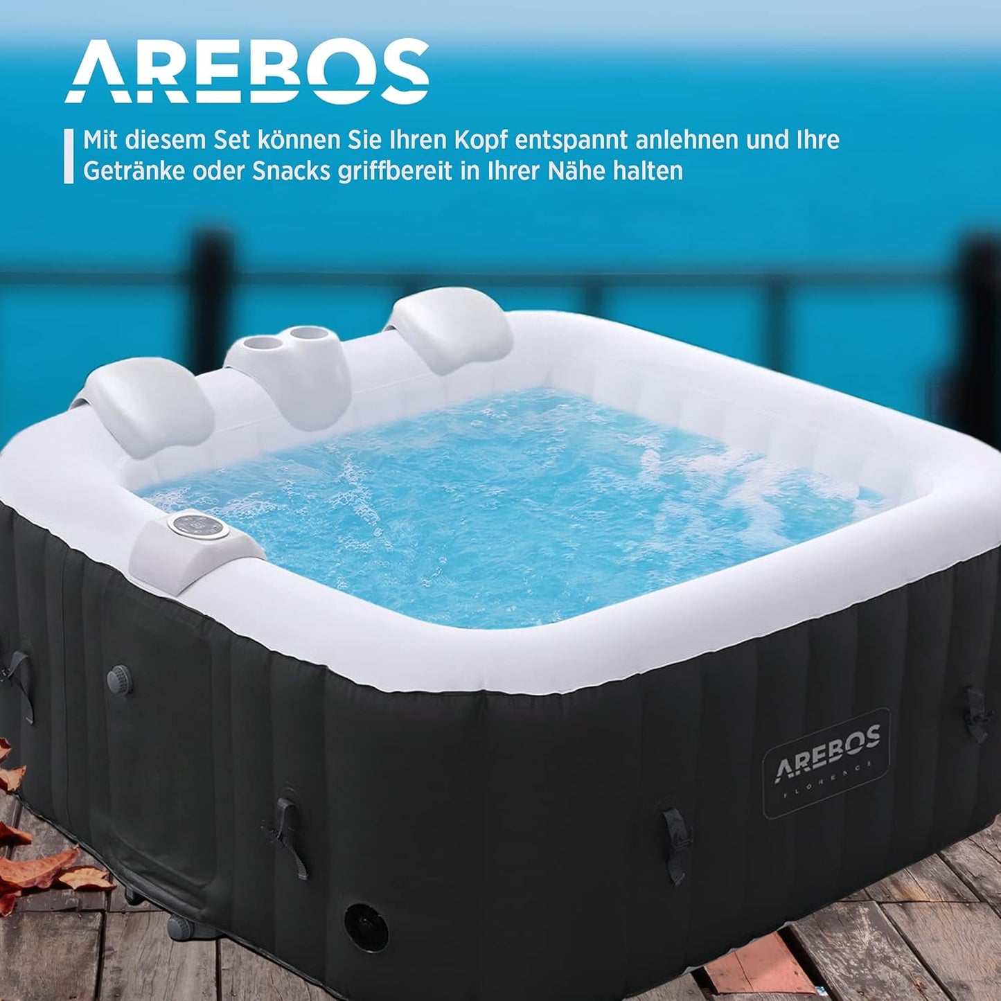 Whirlpool Nackenkissen-Set mit Getränkehalter