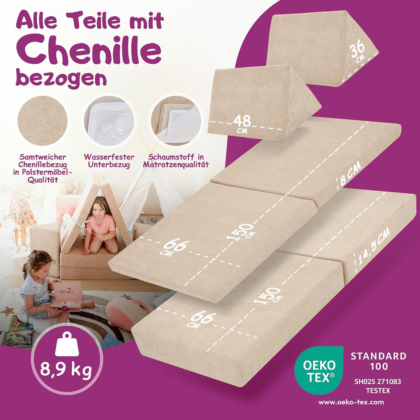 Spielsofa für Kinder, Strandbeige