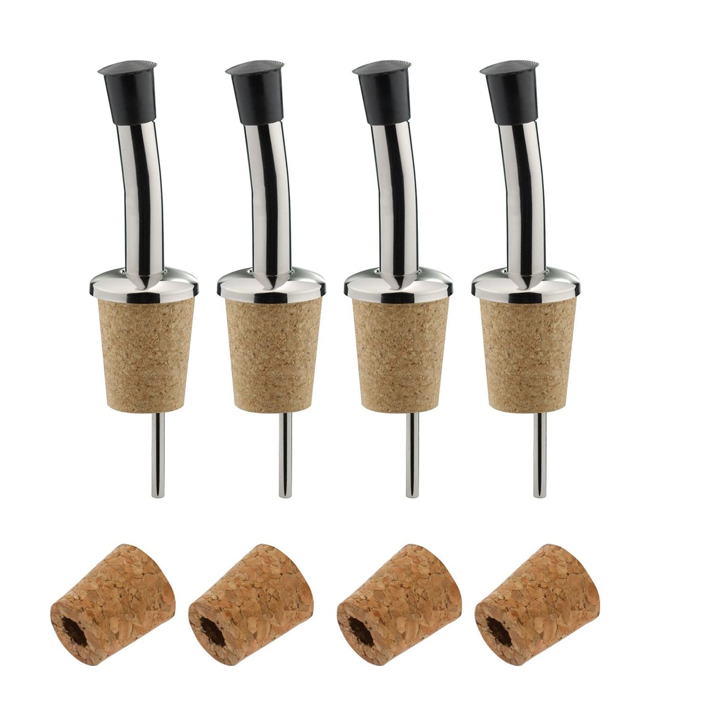 4er-Set Ausgiesser mit Ersatzkorken, Natur, 4 Stück + Ersatzkorken