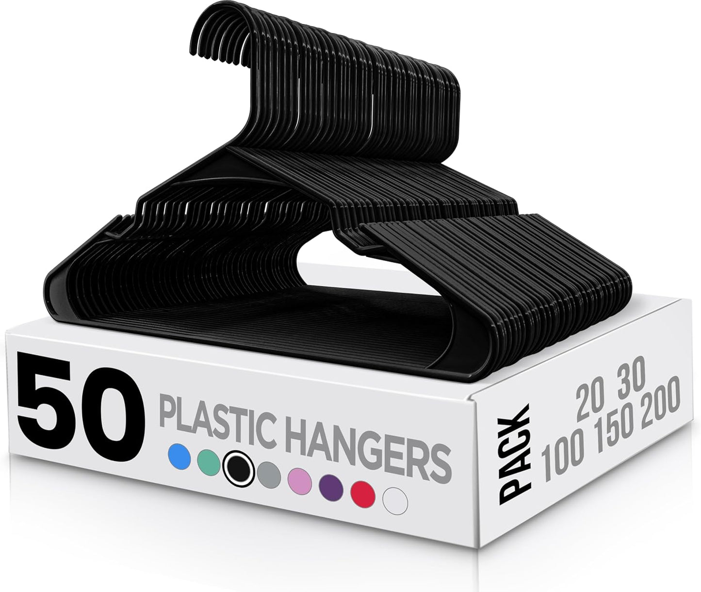 Kunststoffbügel mit Schulterrillen (50er-Pack), 50er Pack Schwarz