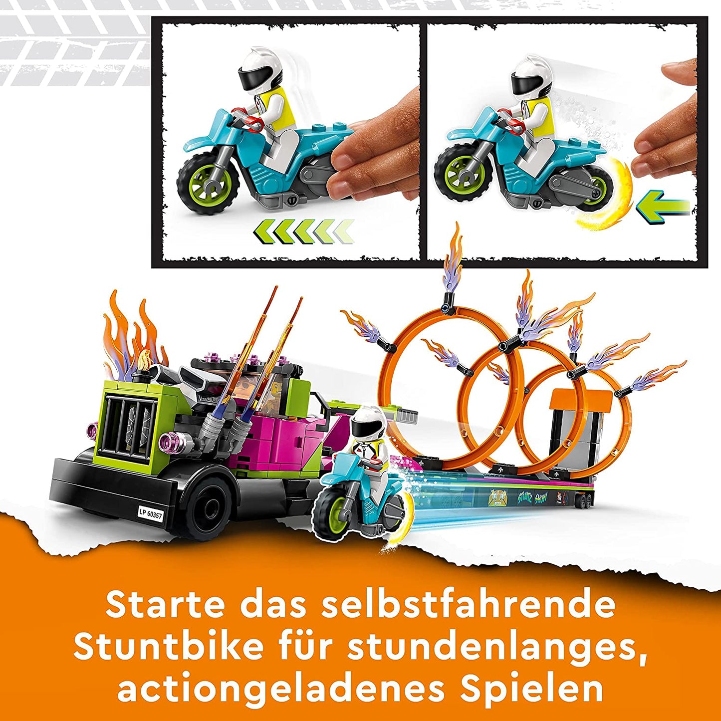 60357 City Stunttruck mit Feuerreifen-Challenge, Konstruktionsspielzeug, Single