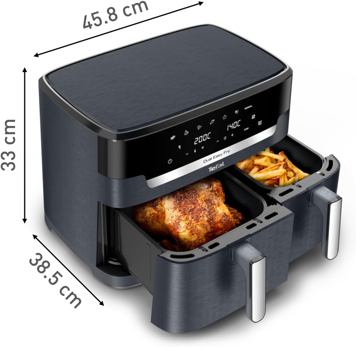 Dual Easy Fry Heissluftfritteuse, Dual Basket 11 L