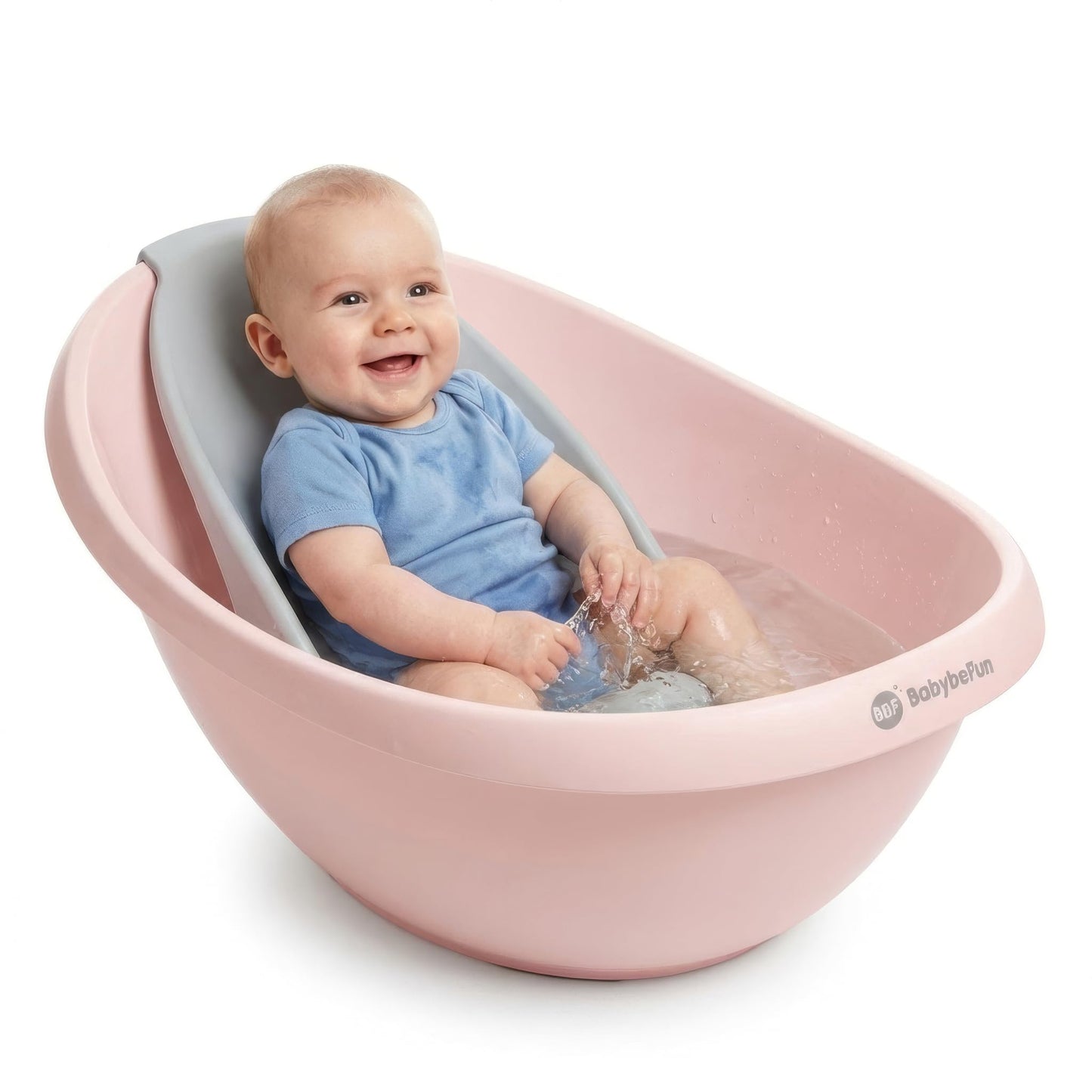 Rutschfeste Babybadewanne mit Einsatz, rosa