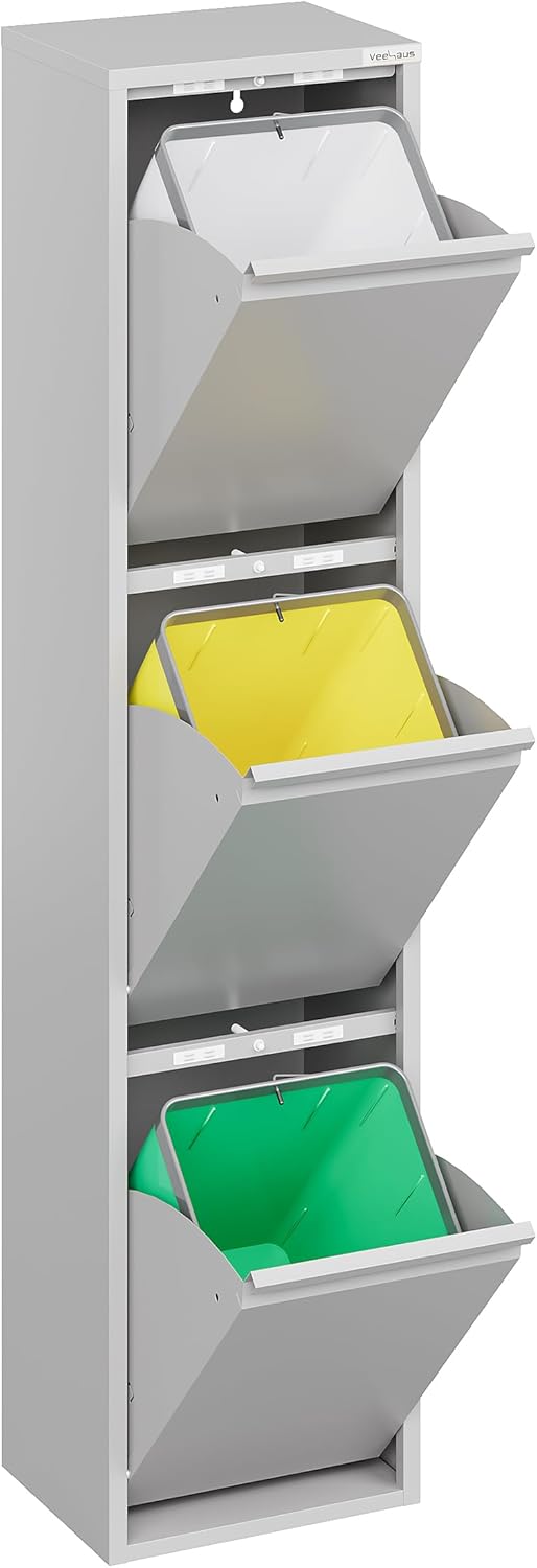 Geruchsloses Mülltrennsystem, 3 X 15 L Grau