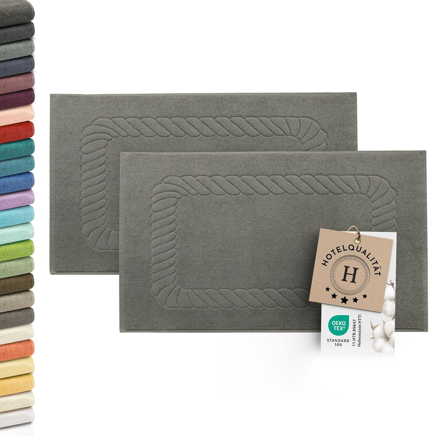 2er-Set saugfähige Duschvorleger 50x70 cm, Taupe 2x Badematten