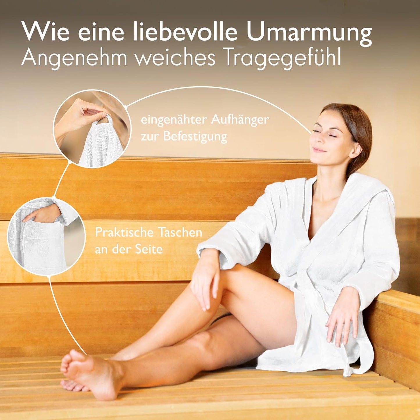Bademantel Damen, M Weiss