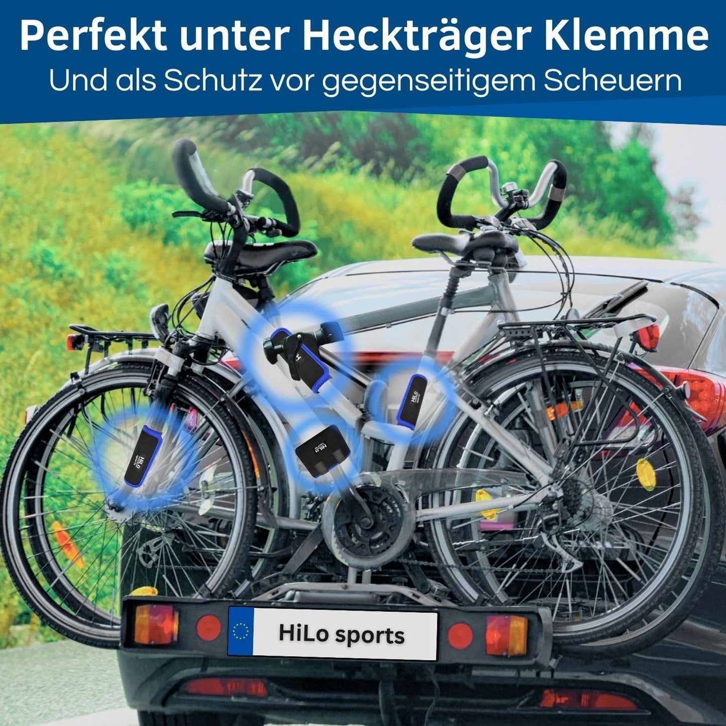 Fahrrad Rahmen- und Transportschutz Set, Schwarz - Blau