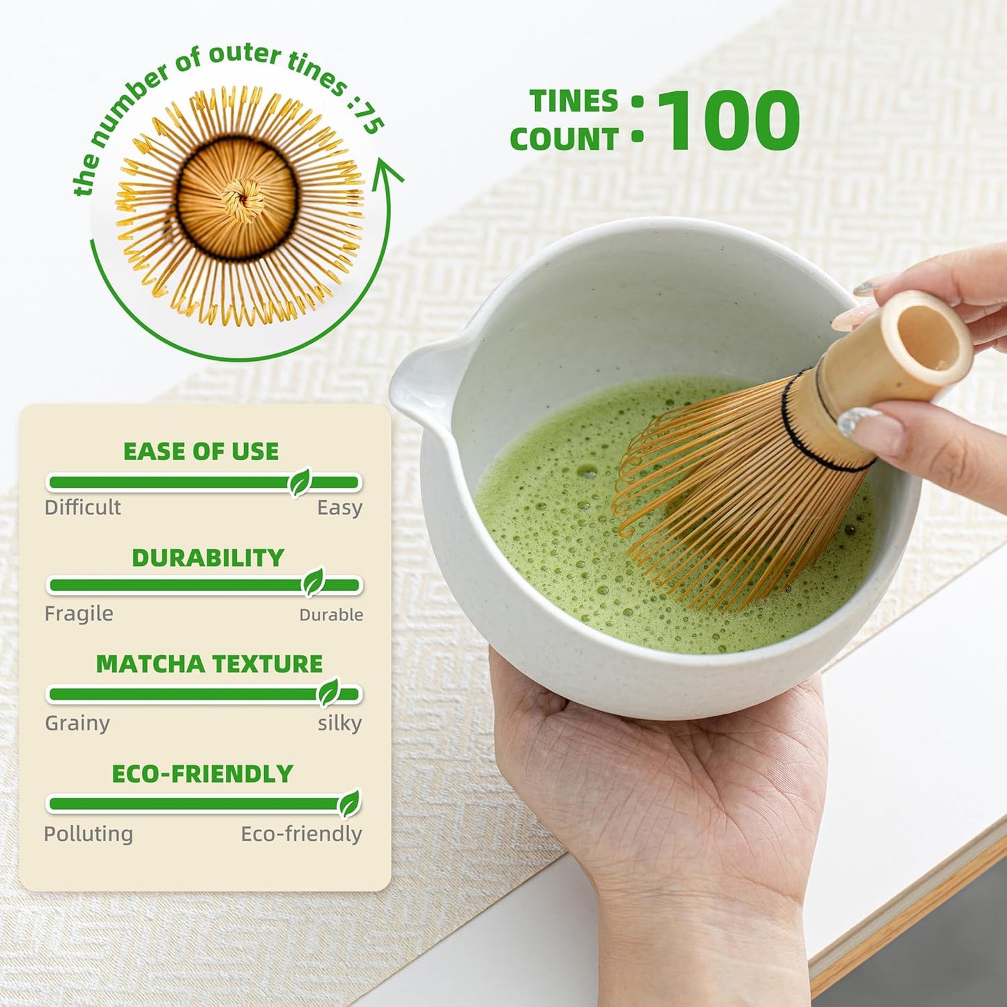 9-teiliges Matcha Tee-Set, 9Stück/Set, Schüssel-Set + 2 Tassen Grau-lt.-