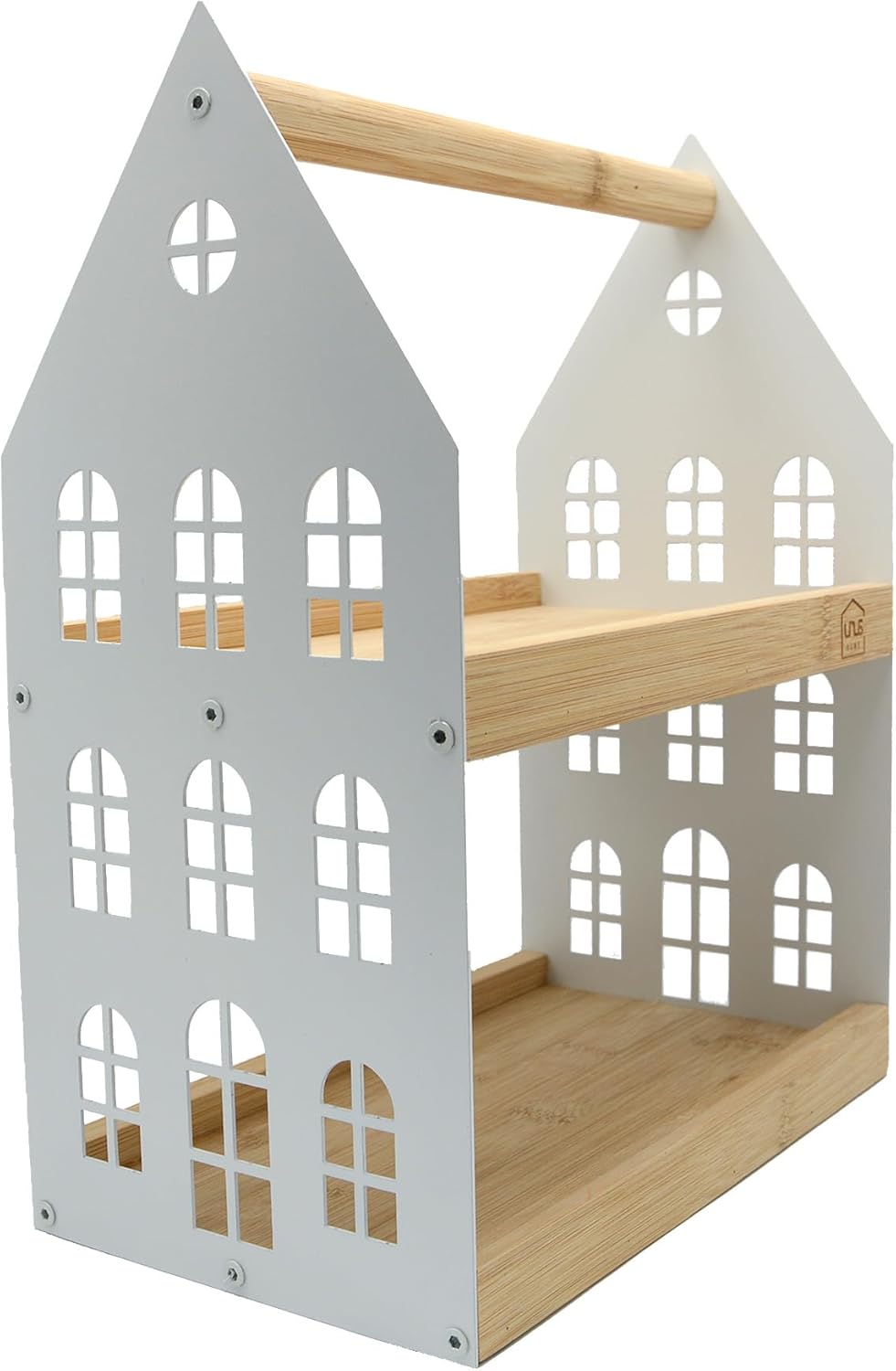 Haus Etagere mit 2 Etagen und Griff, Weiß Klein