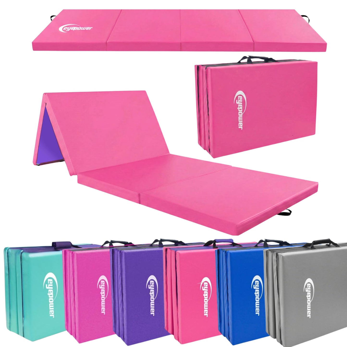Klappbare Turnmatte, 180x60x5 cm, 180 x 60 x 5 cm Pink-Lila