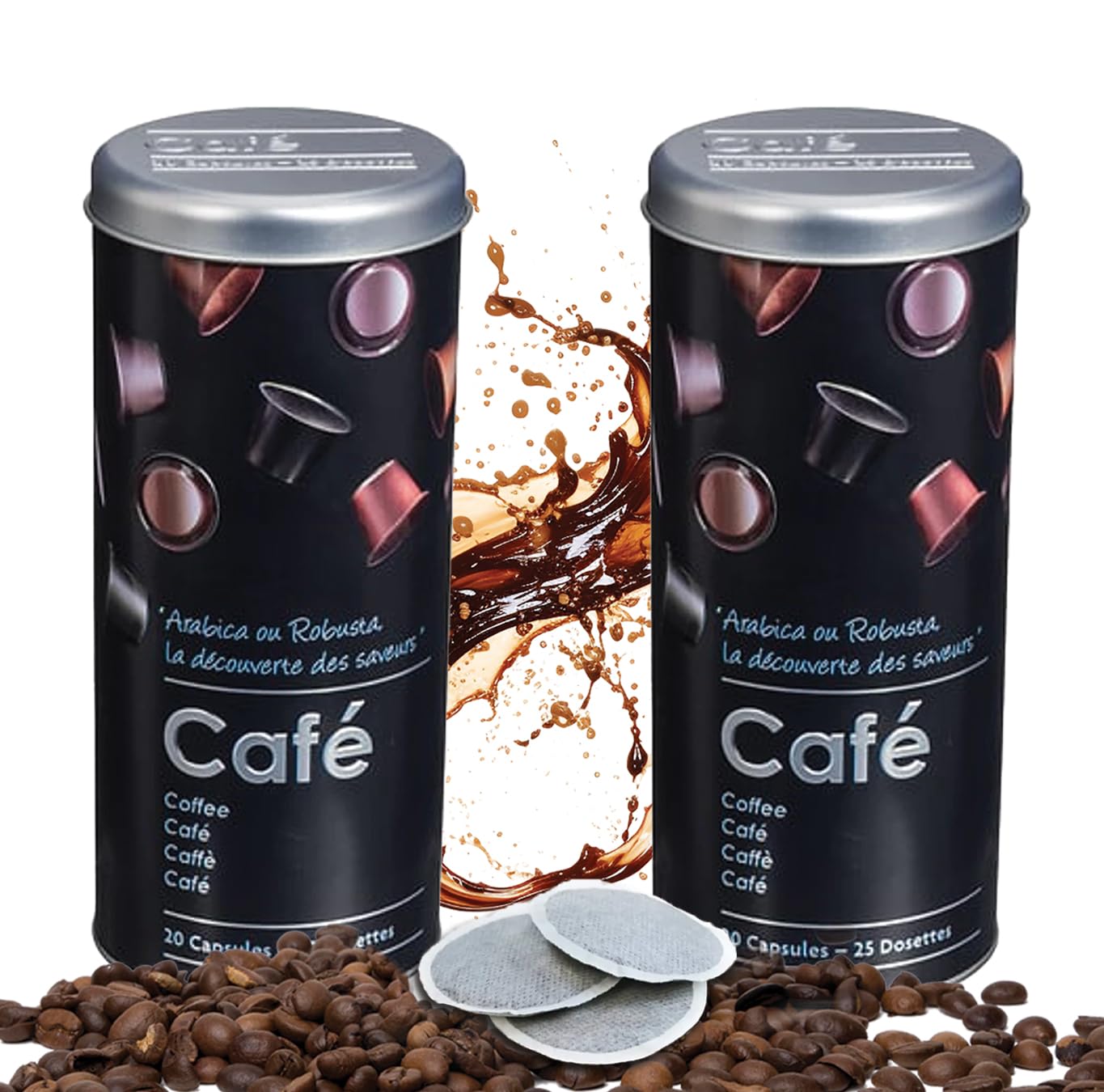 Kaffeepaddose, 2 Stück, Schwarz
