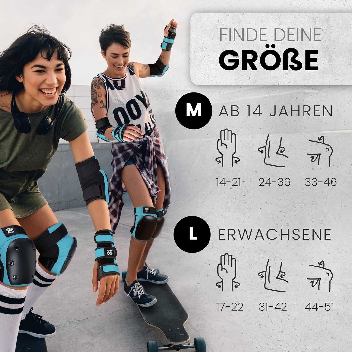 6-teiliges Protektoren-Set, LIGHT BLUE|M - Jugendliche ab 12 Jahren