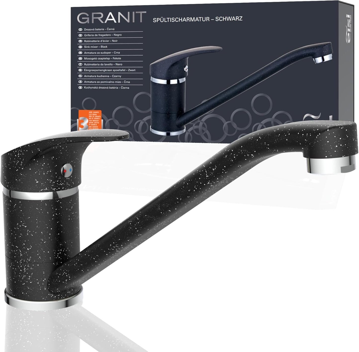 Spültischarmatur NI182SMCR, Küchenarmatur Granit schwarz