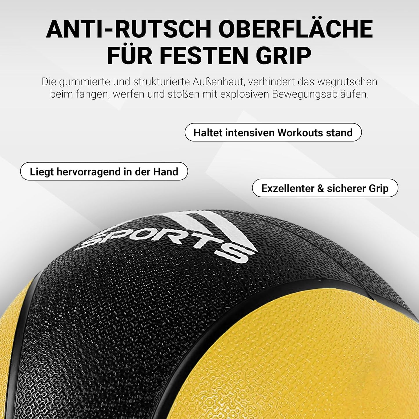 Medizinball mit Übungsposter, 1 kg - Gelb