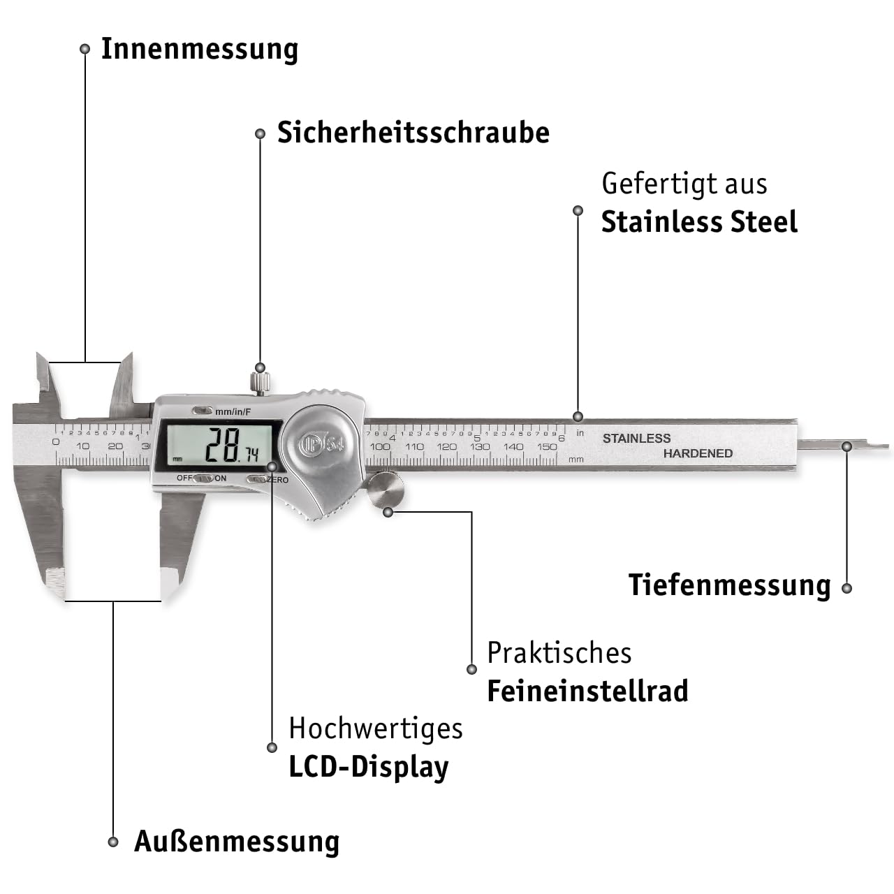 Messschieber mit LCD-Display