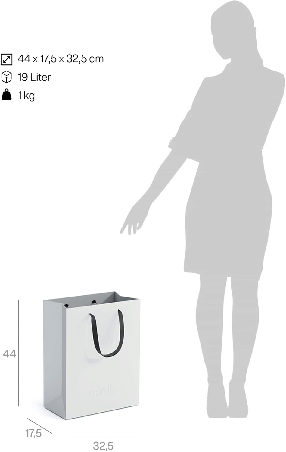 Design Papierkorb mit Tragegriffen, Weiß