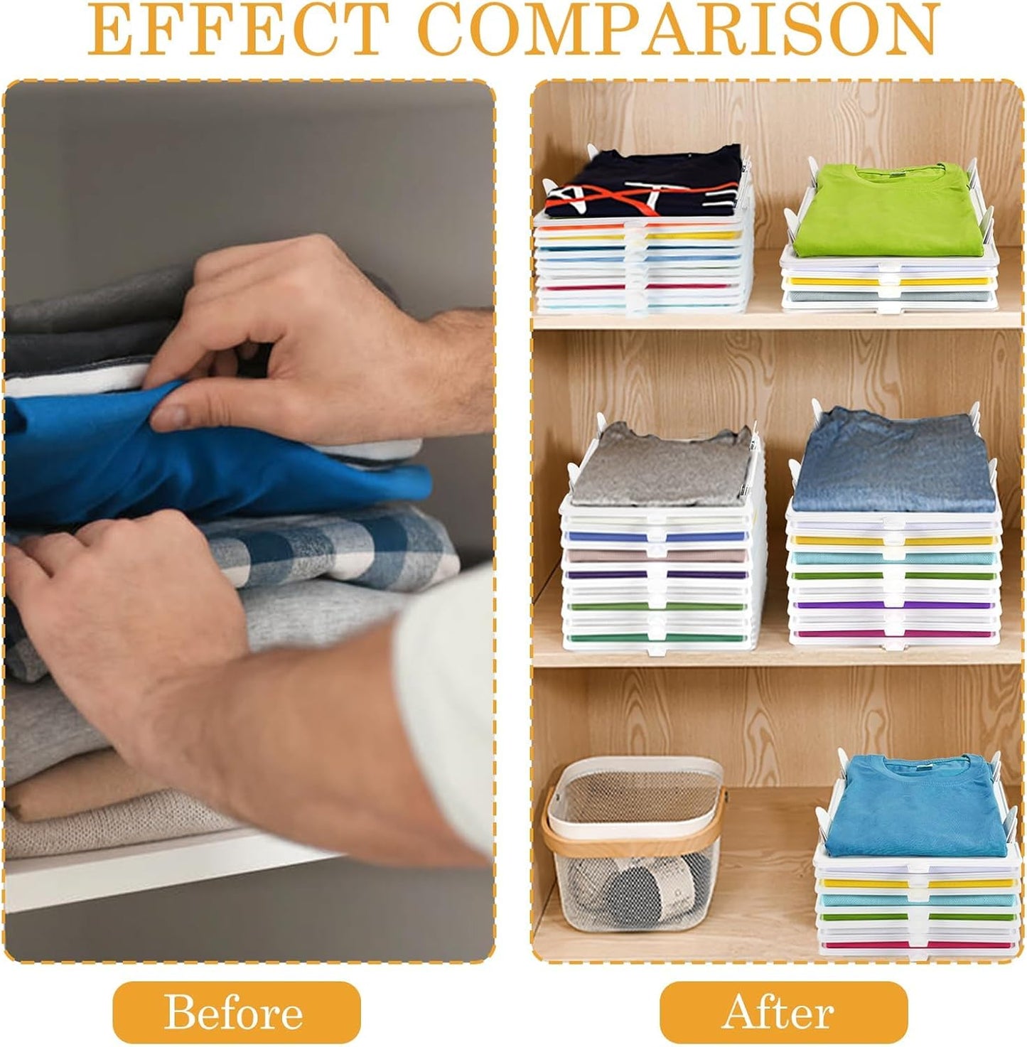 Kleiderschrank-Organizer für T-Shirts, 10 Stück